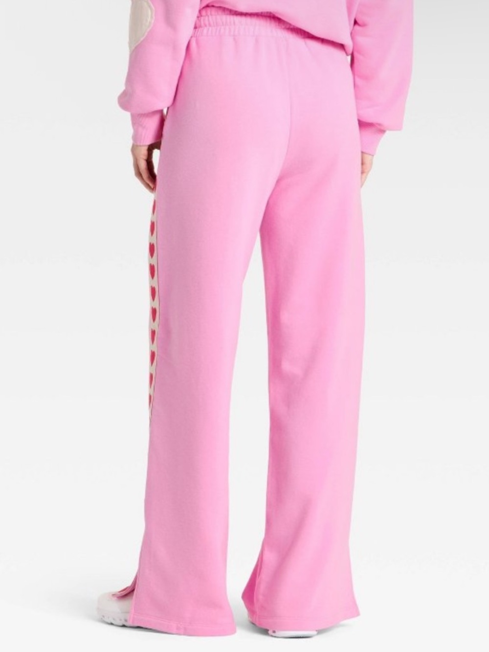 JoyLab Pink Heart-Trim Lounge Wide Leg Sweatpants - Picture 2 of 3